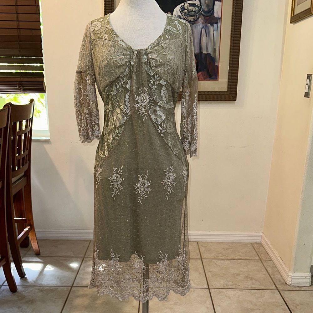 Spencer Alexis Collection Elegant Lace Overlay Dress Size 8 - Picture 11 of 15